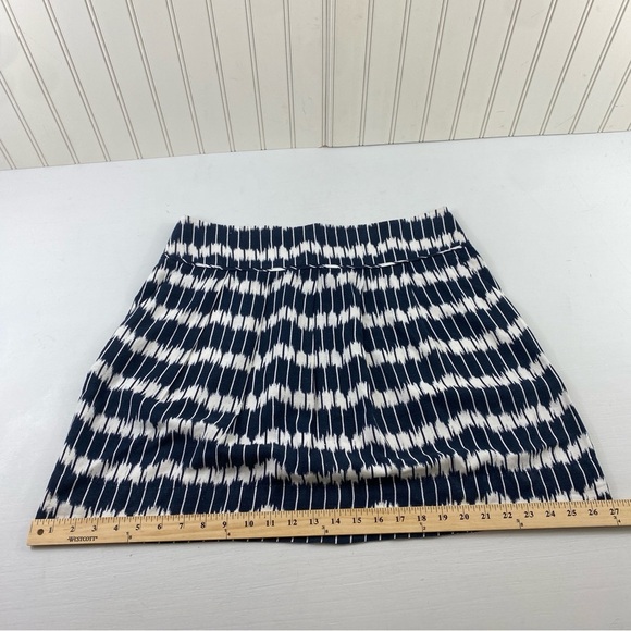 LOFT Navy and White Zigzag Unlined Linen Rayon Blend Mini Skirt Sz‎ 12 - Picture 11 of 12